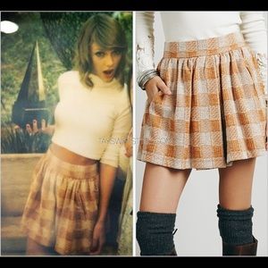 Free People Plaid Mini Skirt in Orange and Cream